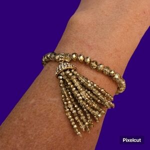 3/$30 Chinese Crystal Beaded Tassel Stretch Bracelet